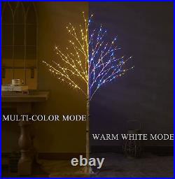 Pre Lit Birch Tree with 255L Multi Color and Warm White Fairy Lights 8 Functions