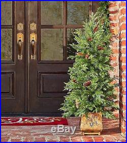 Pre Lit Christmas Decoration Set 2 Garland 2 Topiary Trees 24 Wreath 5 pc Set