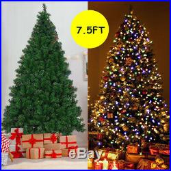 Pre Lit Christmas Tree Fake 7.5 Ft Artificial Xmas Tree Multi-color LED Lights