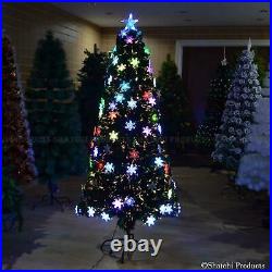 Pre Lit Christmas Tree Fiber Optic LEDS Lights Xmas Decorations Snowflake 2-6FT