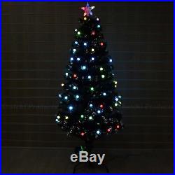 Pre Lit Christmas Tree LED Fibre Optic PreLit Light Up Xmas Home Decorations UK