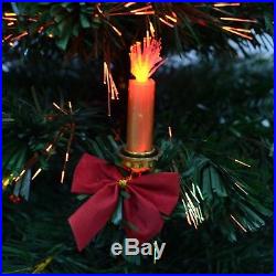 Pre Lit Christmas Tree Light Up Fibre Optic Prelit with Candle & Bow Home Decor