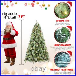 Pre-Lit Christmas Tree with Pine Cones Warm White LED Lights 5FT-9FT Mixed PVC