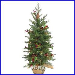Pre-Lit’Feel Real’ Artificial Mini Christmas Tree, Green, Nordic Spruce, Whi