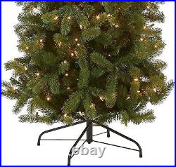 Pre-Lit'Feel Real' Artificial Slim Downswept Christmas Tree, Green, Douglas Fir