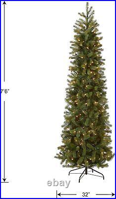 Pre-Lit'Feel Real' Artificial Slim Downswept Christmas Tree, Green, Douglas Fir