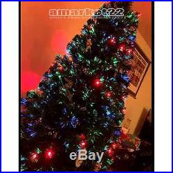 Pre-Lit Fiber Optic 7′ Artificial Christmas Tree, LED Multicolor Lights Green