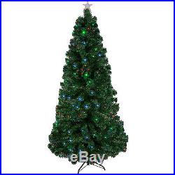 Pre-Lit Fiber Optic 7' Artificial Christmas Tree LED Multicolor Lights and Stand