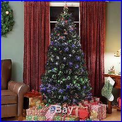 Pre-Lit Fiber Optic 7′ Green Artificial Christmas Tree with LED Multicolor Light