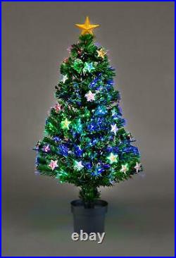 Pre Lit Fibre Optic Christmas Tree Stars Xmas Home Decorations Lights 2FT-6FT