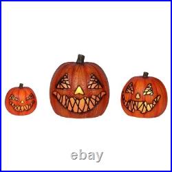 Pre-Lit Flickering Jack-O-Lanterns Set of 3 Halloween Decor