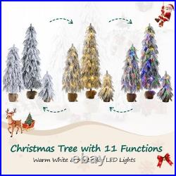 Pre-Lit Flocked Christmas Tree Set of 3,3/4.5/6FT Artificial Tree with LED Light Pre-Lit Flocked Christmas Tree Set of 3,3/4.5/6FT Artificial Tree with LED Light