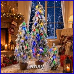Pre-Lit Flocked Christmas Tree Set of 3,3/4.5/6FT Artificial Tree with LED Light Pre-Lit Flocked Christmas Tree Set of 3,3/4.5/6FT Artificial Tree with LED Light