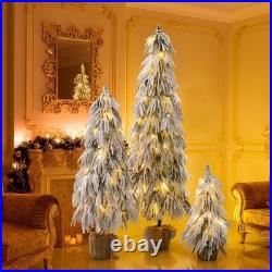 Pre-Lit Flocked Christmas Tree Set of 3,3/4.5/6FT Artificial Tree with LED Light Pre-Lit Flocked Christmas Tree Set of 3,3/4.5/6FT Artificial Tree with LED Light