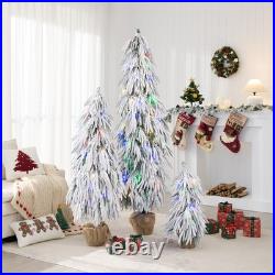 Pre-Lit Flocked Christmas Tree Set of 3,3/4.5/6FT Artificial Tree with LED Light Pre-Lit Flocked Christmas Tree Set of 3,3/4.5/6FT Artificial Tree with LED Light