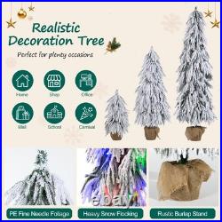 Pre-Lit Flocked Christmas Tree Set of 3,3/4.5/6FT Artificial Tree with LED Light Pre-Lit Flocked Christmas Tree Set of 3,3/4.5/6FT Artificial Tree with LED Light