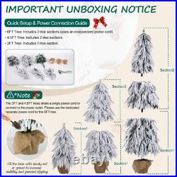 Pre-Lit Flocked Christmas Tree Set of 3,3/4.5/6FT Artificial Tree with LED Light Pre-Lit Flocked Christmas Tree Set of 3,3/4.5/6FT Artificial Tree with LED Light