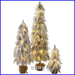 Pre-Lit Flocked Christmas Tree Set of 3,3/4.5/6FT Artificial Tree with LED Light Pre-Lit Flocked Christmas Tree Set of 3,3/4.5/6FT Artificial Tree with LED Light