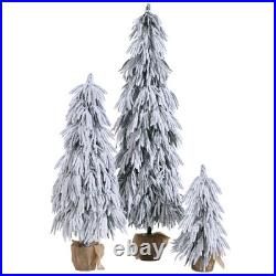 Pre-Lit Flocked Christmas Tree Set of 3,3/4.5/6FT Artificial Tree with LED Light Pre-Lit Flocked Christmas Tree Set of 3,3/4.5/6FT Artificial Tree with LED Light