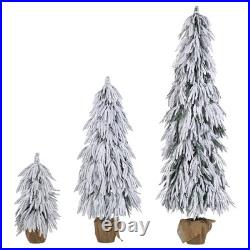 Pre-Lit Flocked Christmas Tree Set of 3,3/4.5/6FT Artificial Tree with LED Light Pre-Lit Flocked Christmas Tree Set of 3,3/4.5/6FT Artificial Tree with LED Light