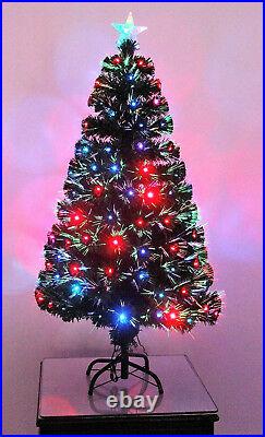 Pre Lit Green Fibre Optic LED Christmas Tree Xmas 2ft 3ft 4ft 5ft 6ft 7ft 8ft