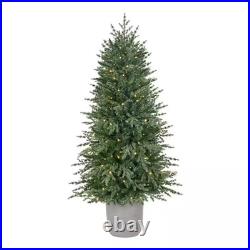 Pre-Lit LED Artificial Christmas Tree Holiday Resin Pot 4.5 Ft. Fast Shipping