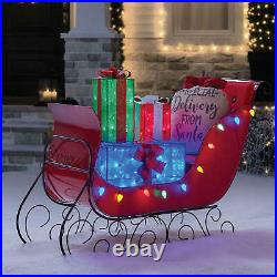 Pre-Lit LED Christmas Holiday Lighted Vintage 54 Vintage Sleigh with Presents