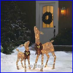 Pre-Lit Light Up Glitter Deer Set of 2 Christmas Indoor Holiday Decoration