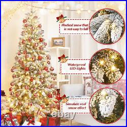 Pre-Lit Pencil Fir Realistic Artificial Christmas Tree with LED Lights