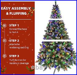 Pre-Lit Premium Artificial Hinged Pine Christmas Tree with Multi-Color LED Lights