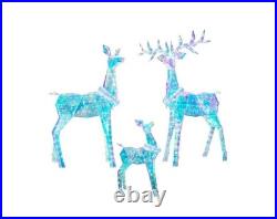 Pre-Lit Prismatic Deer Family Set of 3 874 Cool White LED Twinkle Lights Outdoor
