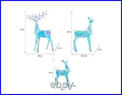 Pre-Lit Prismatic Deer Family Set of 3 874 Cool White LED Twinkle Lights Outdoor