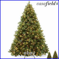 Pre-Lit Realistic Artificial Christmas Tree with Pine Cones, Lights, Stand