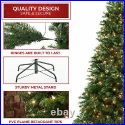 Pre-Lit Realistic Green Spruce Artificial Holiday Christmas Tree and Stand