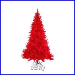 Pre-Lit Red Christmas Tree Holiday Decor Pine Artificial Real Look Indoor Party