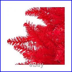Pre-Lit Red Christmas Tree Holiday Decor Pine Artificial Real Look Indoor Party