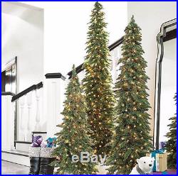Pre-Lit Slim Holiday Pencil Tree Artificial Christmas Tree Pine 5' Ft Home Decor