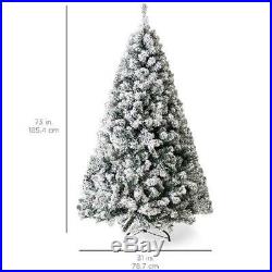 Pre-Lit Snow Flocked Artificial Christmas Pine Tree Assorted Sizes