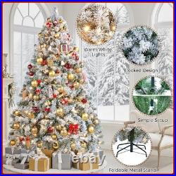 Pre-Lit Snow Flocked Artificial Christmas Tree with White and Multicolor Lights Pre-Lit Snow Flocked Artificial Christmas Tree with White and Multicolor Lights