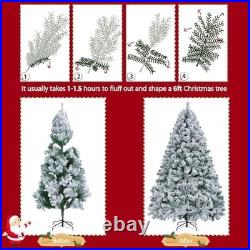 Pre-Lit Snow Flocked Artificial Christmas Tree with White and Multicolor Lights Pre-Lit Snow Flocked Artificial Christmas Tree with White and Multicolor Lights