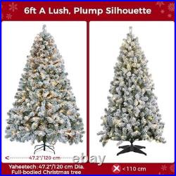 Pre-Lit Snow Flocked Artificial Christmas Tree with White and Multicolor Lights Pre-Lit Snow Flocked Artificial Christmas Tree with White and Multicolor Lights