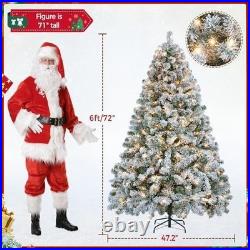 Pre-Lit Snow Flocked Artificial Christmas Tree with White and Multicolor Lights Pre-Lit Snow Flocked Artificial Christmas Tree with White and Multicolor Lights