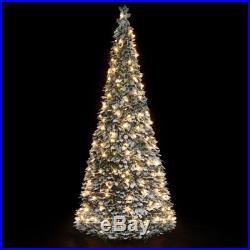 Pre Lit Snow Flocked Pop Up Christmas Tree 1.8m (200 Warm White Lights)