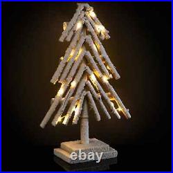 Pre-Lit Snowy Wooden Christmas Tree Add A Unique Decoration To Your Home 40cm