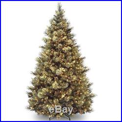 Pre-lighted 7.5Ft Carolina Pine Christmas Tree with Flocked Cones 750 Clear Lights
