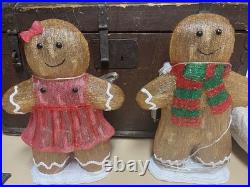 Pre-lit Acrylic Gingerbread girl and boy
