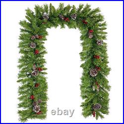 Pre-lit Artificial Christmas 4-Piece Garland Wreath & Set of 2 Entrance Trees US