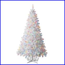 Pre-lit Christmas 7' White Tree 60 diameter 650 incandescent MULTI Color lights