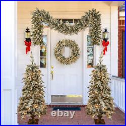 Pre-lit Christmas Tree 4-Piece Set with Garland, Wreath & 2 LED Entrance Trees Pre-lit Christmas Tree 4-Piece Set with Garland, Wreath & 2 LED Entrance Trees