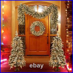 Pre-lit Christmas Tree 4-Piece Set with Garland, Wreath & 2 LED Entrance Trees Pre-lit Christmas Tree 4-Piece Set with Garland, Wreath & 2 LED Entrance Trees